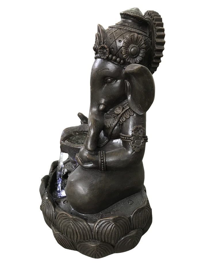 Lord Ganesh Sculptural Tabletop Fountain With  Cool White Led Lights Hi-Line Gift Ltd.