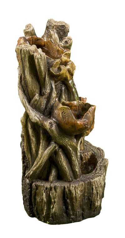 Tree Trunk Fountain W/3 Leaves & Led HI-LINE GIFT LTD.