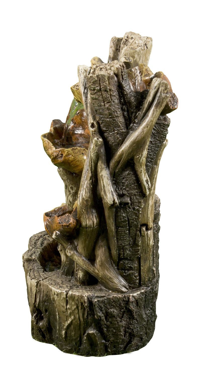 Tree Trunk Fountain W/3 Leaves & Led HI-LINE GIFT LTD.