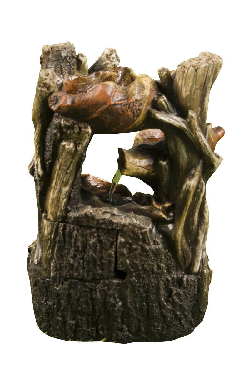 Tree Trunk Fountain W/3 Leaves & Led HI-LINE GIFT LTD.