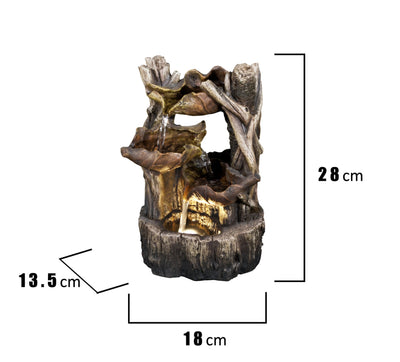 Tree Trunk Fountain W/3 Leaves & Led HI-LINE GIFT LTD.