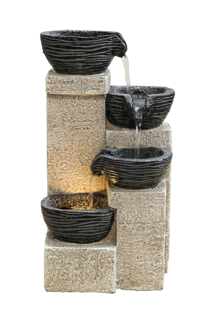 Stacking Bowls Fountain With  Warm White Led Lights HI-LINE GIFT LTD.