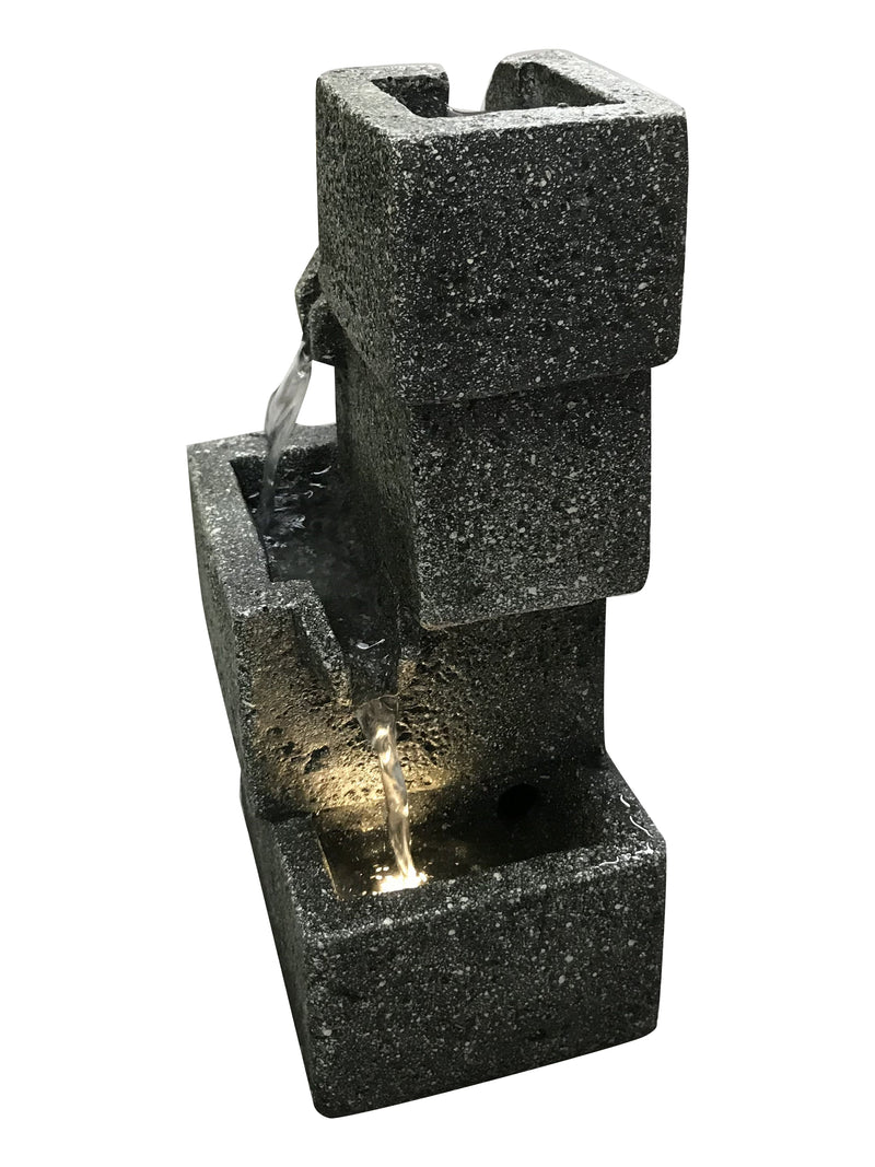Concrete Crates Fountain With  Warm White Led Lights HI-LINE GIFT LTD.