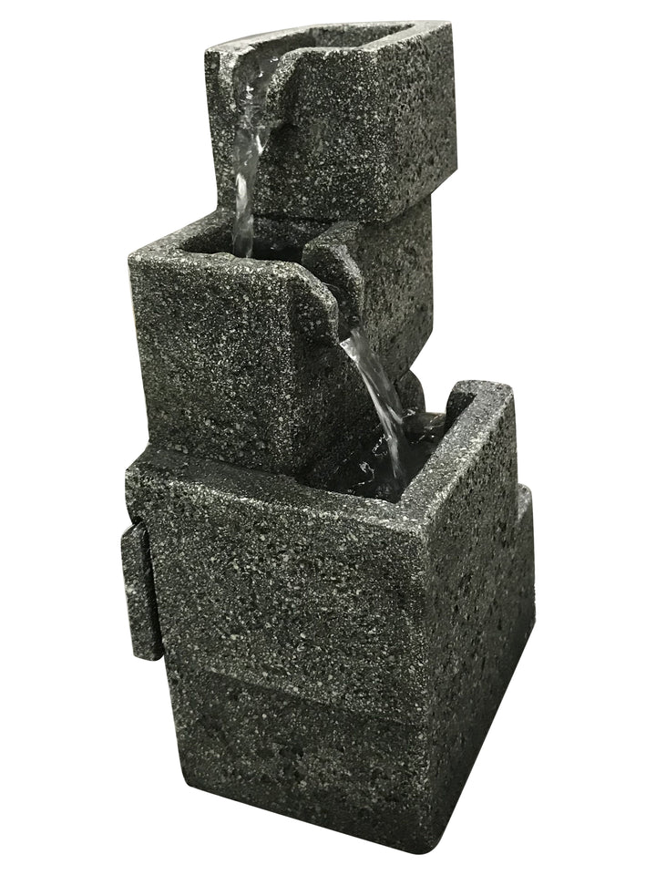 Concrete Crates Fountain With  Warm White Led Lights HI-LINE GIFT LTD.