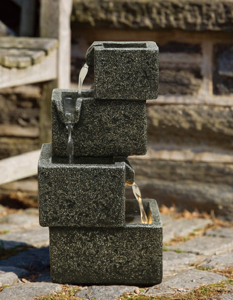 Concrete Crates Fountain With  Warm White Led Lights HI-LINE GIFT LTD.