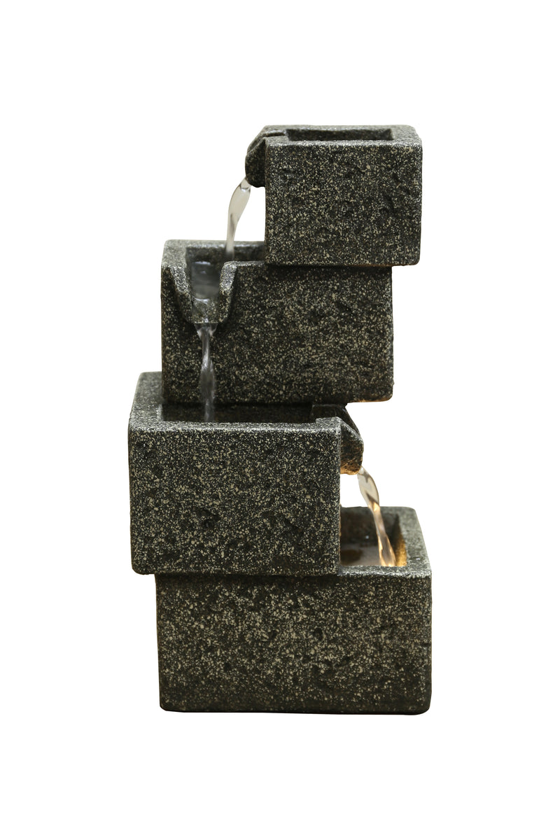 Concrete Crates Fountain With  Warm White Led Lights HI-LINE GIFT LTD.