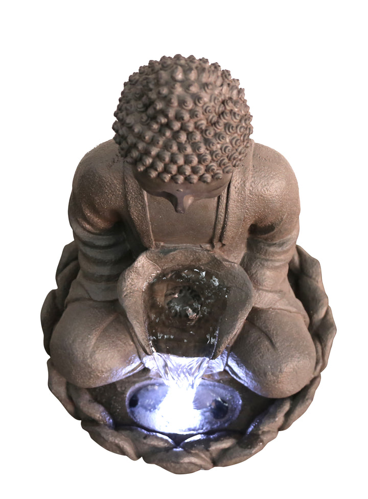 79567 - Meditating Buddha Fountain With  Led Hi-Line Gift Ltd.