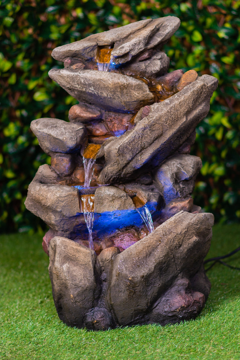 MultiLevel Stone Fountain With  Led Lights Hi-Line Gift Ltd.