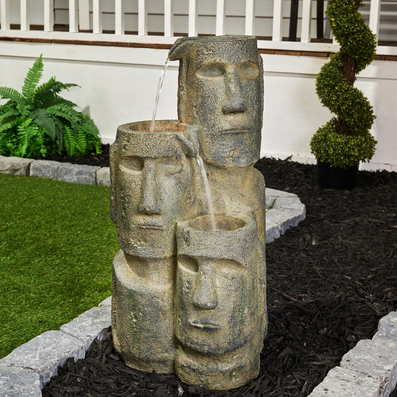Easter Island Heads Fountain With 2 Leds Hi-Line Gift Ltd.