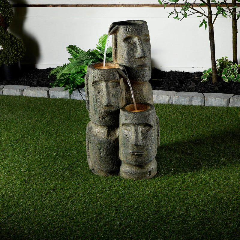 Easter Island Heads Fountain With 2 Leds Hi-Line Gift Ltd.