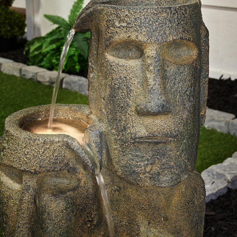 Easter Island Heads Fountain With 2 Leds Hi-Line Gift Ltd.