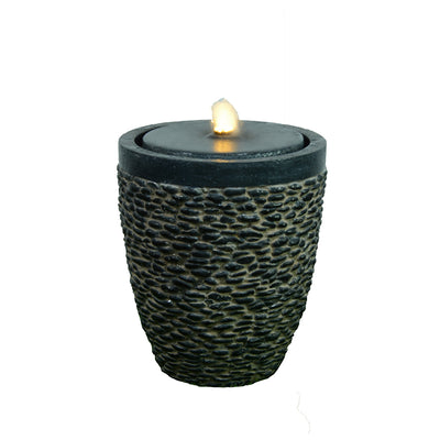 Medium Stone Fountain W/Flame-Effect Led HI-LINE GIFT LTD.