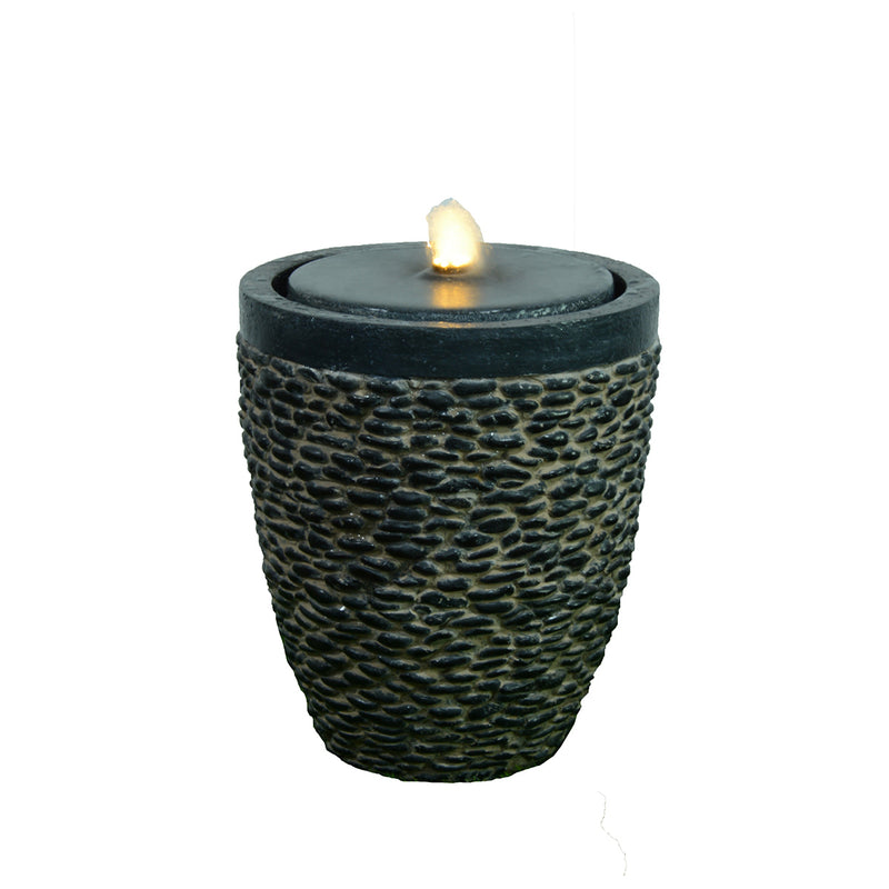 Medium Stone Fountain W/Flame-Effect Led HI-LINE GIFT LTD.
