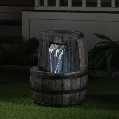 LED Fountain- Whiskey Barrel Planter HI-LINE GIFT LTD.