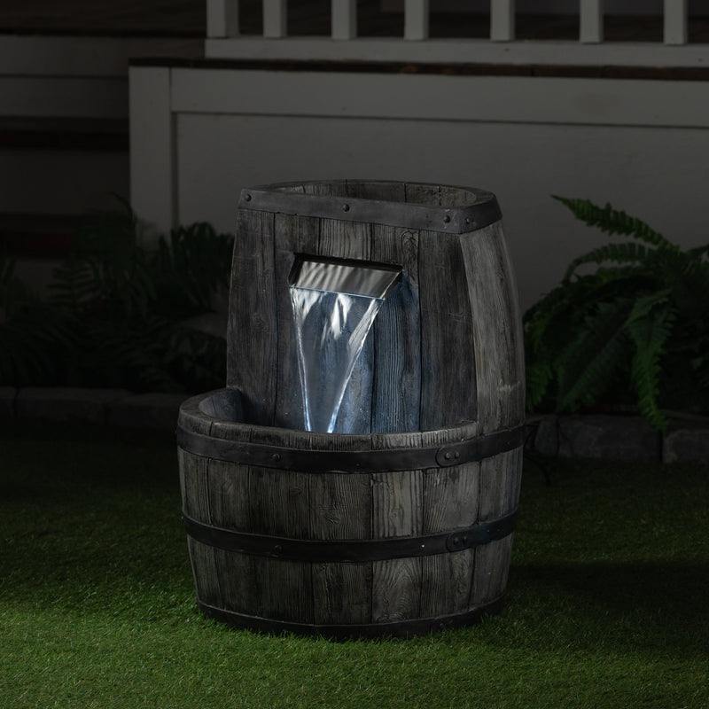 LED Fountain- Whiskey Barrel Planter HI-LINE GIFT LTD.