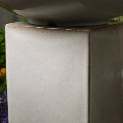 79586-02-IV -  Ivory Ceramic Fountain with Submersible Pump and Warm White LED Lights HI-LINE GIFT