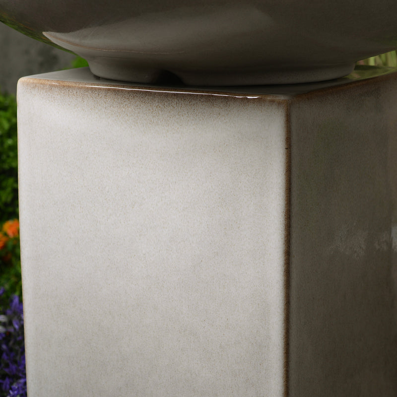 79586-02-IV -  Ivory Ceramic Fountain with Submersible Pump and Warm White LED Lights HI-LINE GIFT