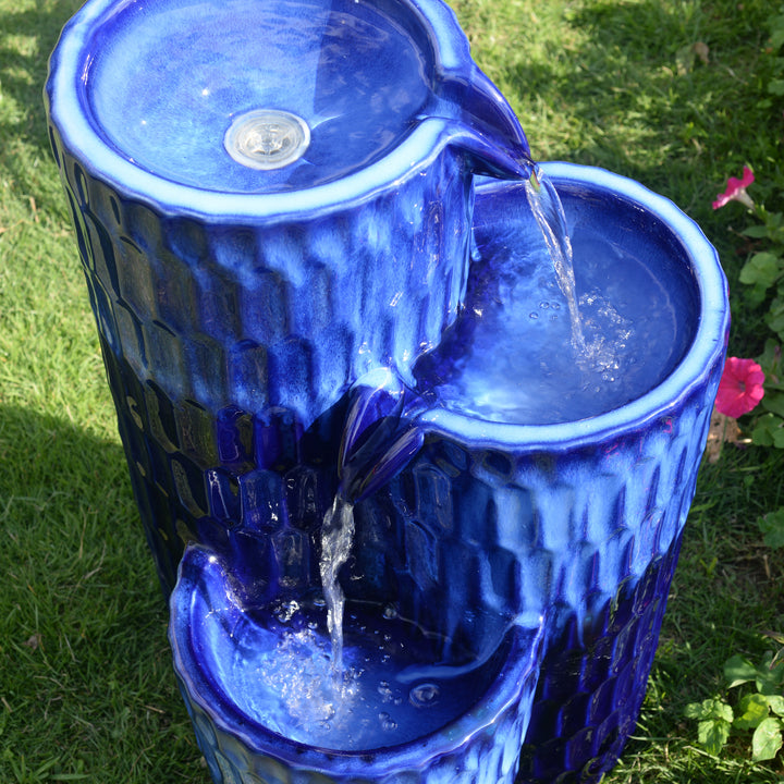 79586-03-BL -  Blue Ceramic Fountain - Serenity in Simplicity, No Lights HI-LINE GIFT