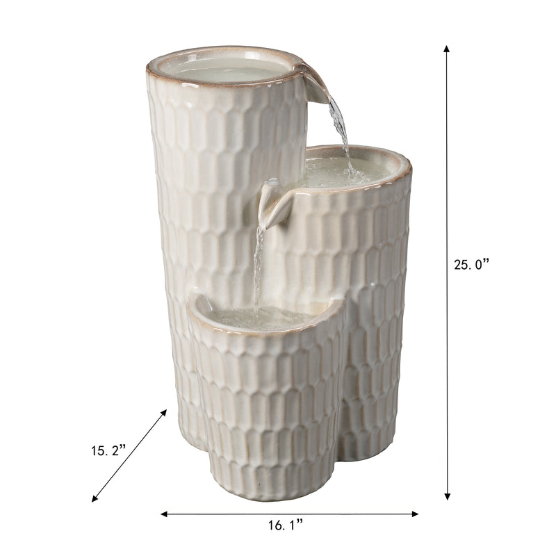 79586-03-IV -  Ivory Ceramic Fountain - Elegance in Simplicity, No Lights HI-LINE GIFT