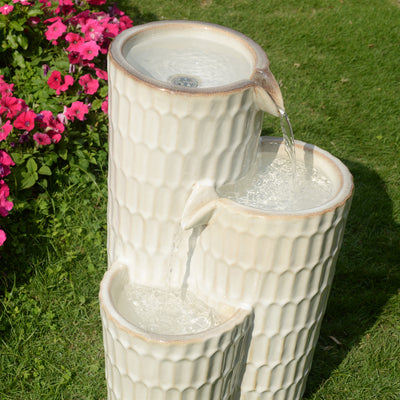 79586-03-IV -  Ivory Ceramic Fountain - Elegance in Simplicity, No Lights HI-LINE GIFT