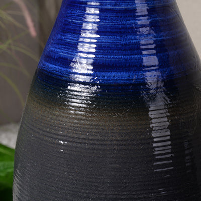 79586-04-BL -  Blue Ceramic Fountain with LED Lights - Tranquil Illumination HI-LINE GIFT