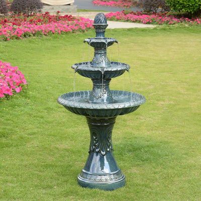 79586-05-BB -  3 Tier Ceramic Fountain - Serene Blue Beauty, No Lights HI-LINE GIFT