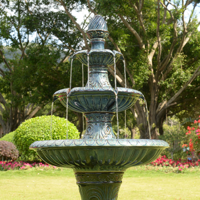79586-05-BB -  3 Tier Ceramic Fountain - Serene Blue Beauty, No Lights HI-LINE GIFT