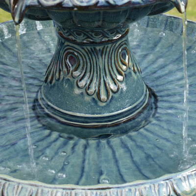 79586-05-BB -  3 Tier Ceramic Fountain - Serene Blue Beauty, No Lights HI-LINE GIFT