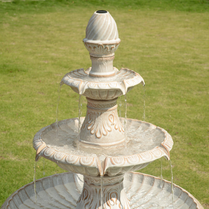 ヒジン fulahoop luminous セット 79586-05-IV - 3 Tier Ceramic Fountain - Ivory Elegance, No Lights