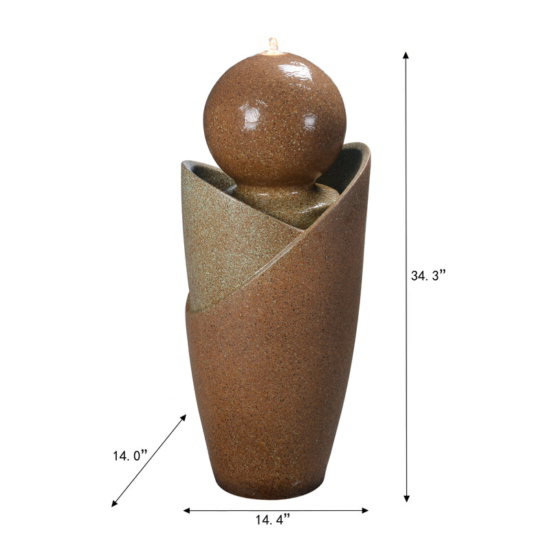 79586-07-RU -  Ceramic Fountain with Lights - Brown Elegance HI-LINE GIFT