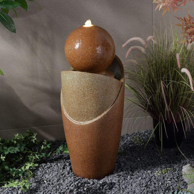 79586-07-RU -  Ceramic Fountain with Lights - Brown Elegance HI-LINE GIFT