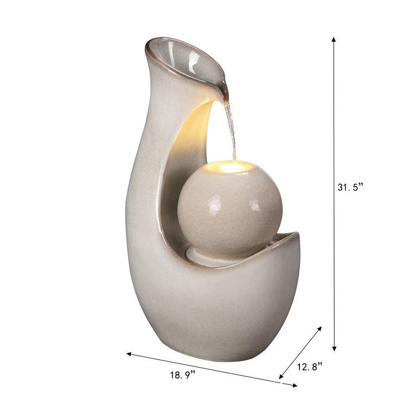 79586-08-IV -  Ceramic Fountain with Lights - Ivory Elegance HI-LINE GIFT