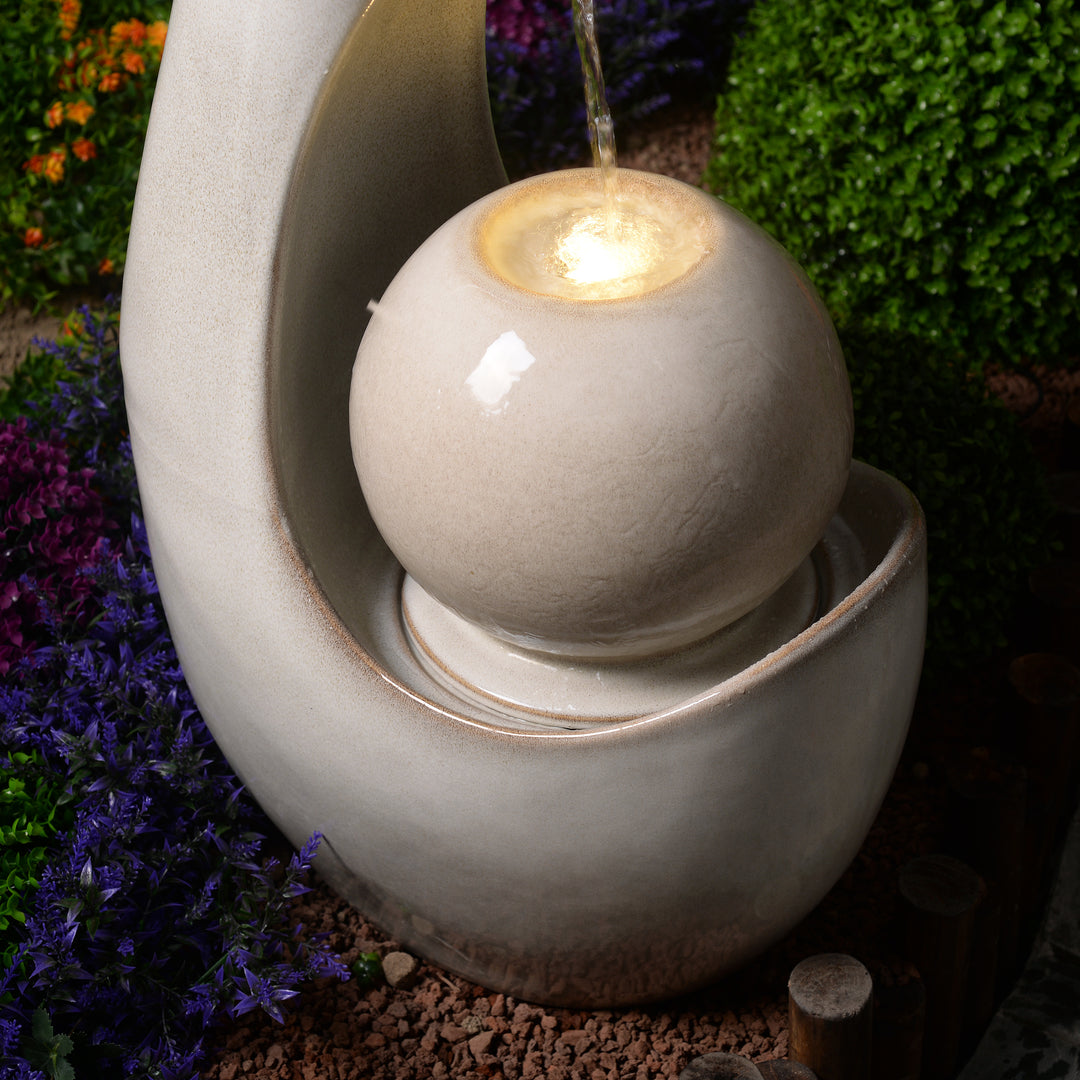 79586-08-IV - Ceramic Fountain with Lights - Ivory Elegance – Hi