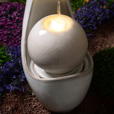 79586-08-IV -  Ceramic Fountain with Lights - Ivory Elegance HI-LINE GIFT