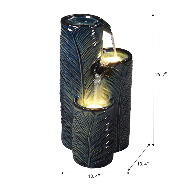 79586-09-BB -  Ceramic Fountain with Lights - Blue Bliss HI-LINE GIFT
