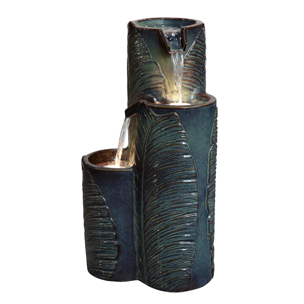 79586-09-BB -  Ceramic Fountain with Lights - Blue Bliss HI-LINE GIFT