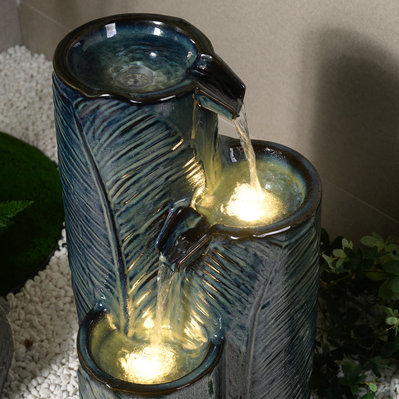 79586-09-BB -  Ceramic Fountain with Lights - Blue Bliss HI-LINE GIFT