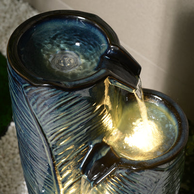 79586-09-BB -  Ceramic Fountain with Lights - Blue Bliss HI-LINE GIFT