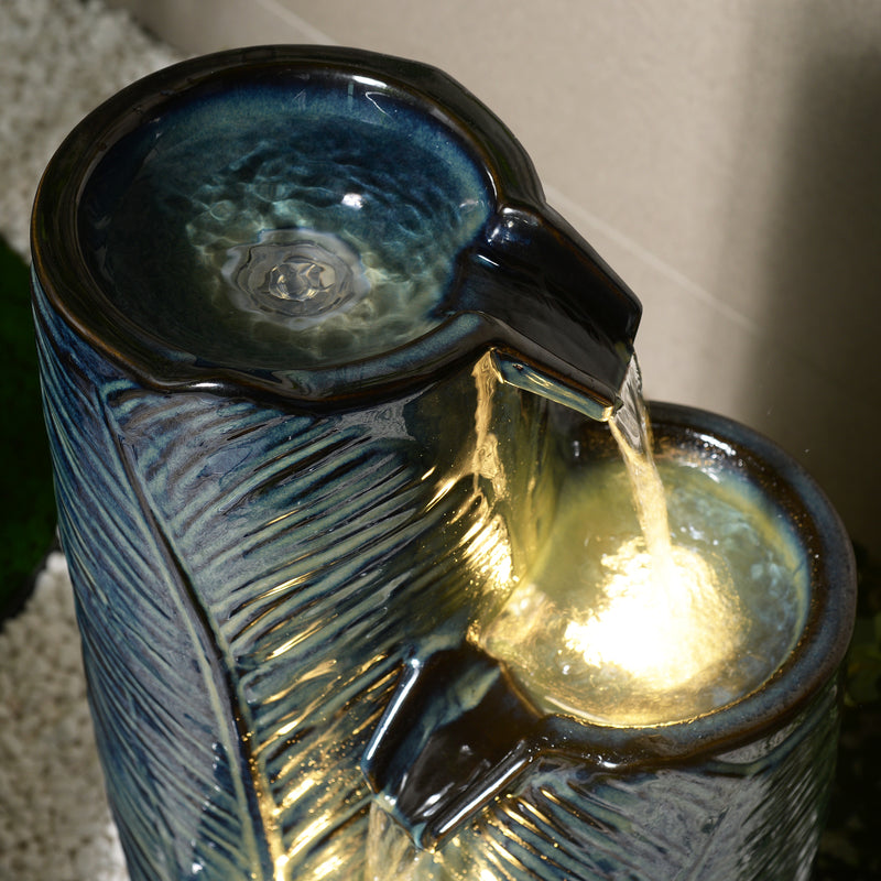 79586-09-BB -  Ceramic Fountain with Lights - Blue Bliss HI-LINE GIFT