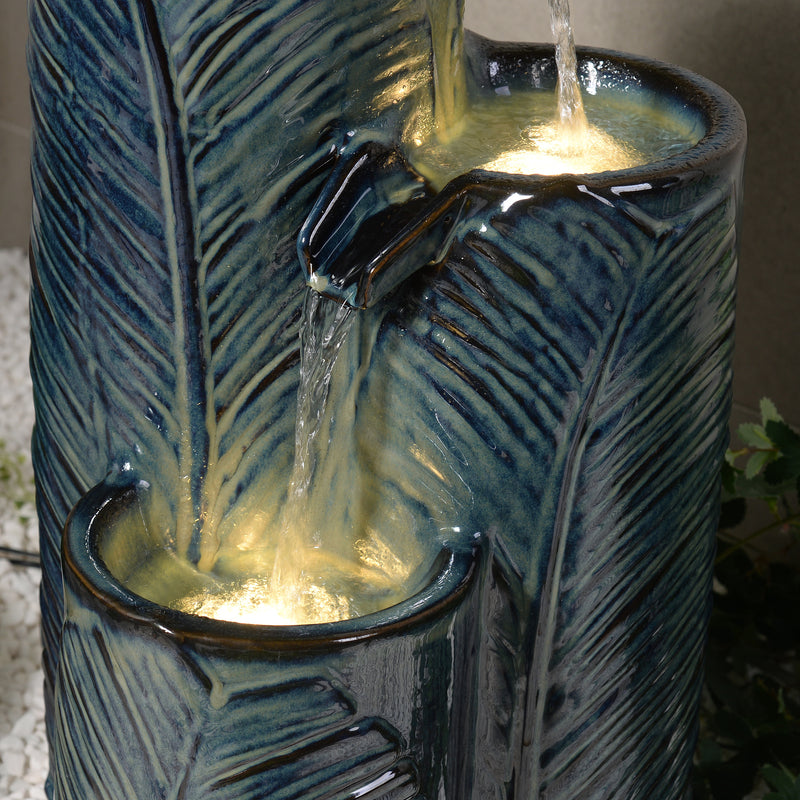 79586-09-BB -  Ceramic Fountain with Lights - Blue Bliss HI-LINE GIFT