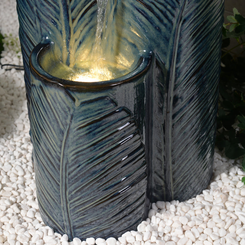 79586-09-BB -  Ceramic Fountain with Lights - Blue Bliss HI-LINE GIFT