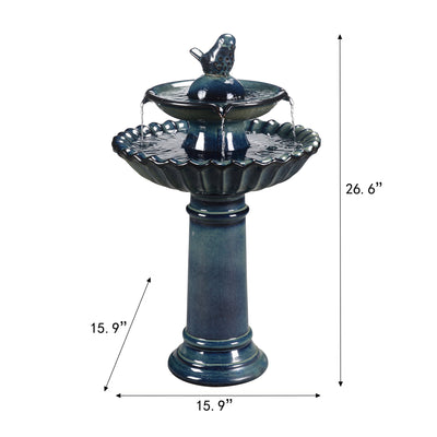 79586-10-BB -  Ceramic Fountain - Blue Tranquility, No Lights HI-LINE GIFT