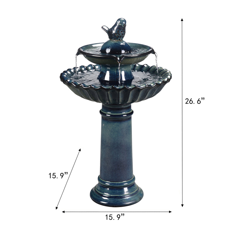 79586-10-BB -  Ceramic Fountain - Blue Tranquility, No Lights HI-LINE GIFT