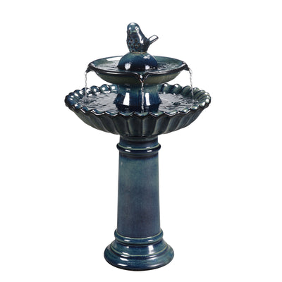 79586-10-BB -  Ceramic Fountain - Blue Tranquility, No Lights HI-LINE GIFT