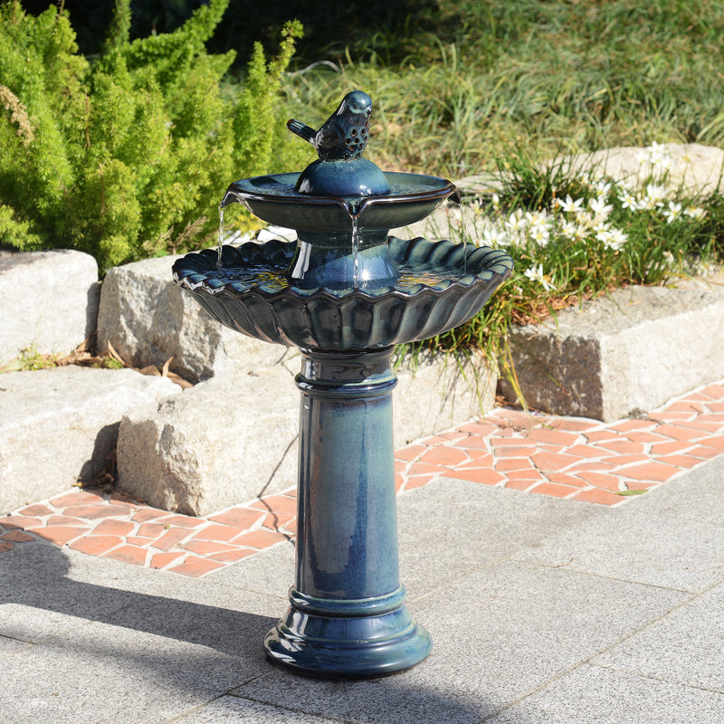 79586-10-BB -  Ceramic Fountain - Blue Tranquility, No Lights HI-LINE GIFT
