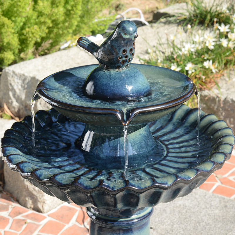 79586-10-BB -  Ceramic Fountain - Blue Tranquility, No Lights HI-LINE GIFT