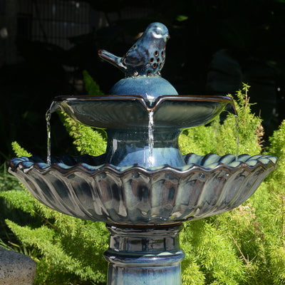 79586-10-BB -  Ceramic Fountain - Blue Tranquility, No Lights HI-LINE GIFT