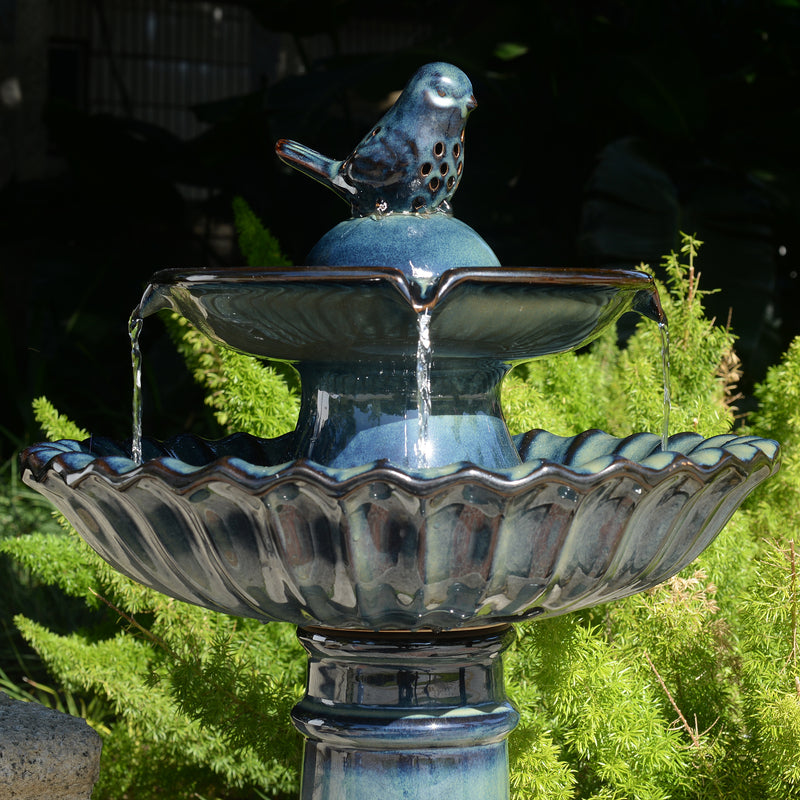 79586-10-BB -  Ceramic Fountain - Blue Tranquility, No Lights HI-LINE GIFT
