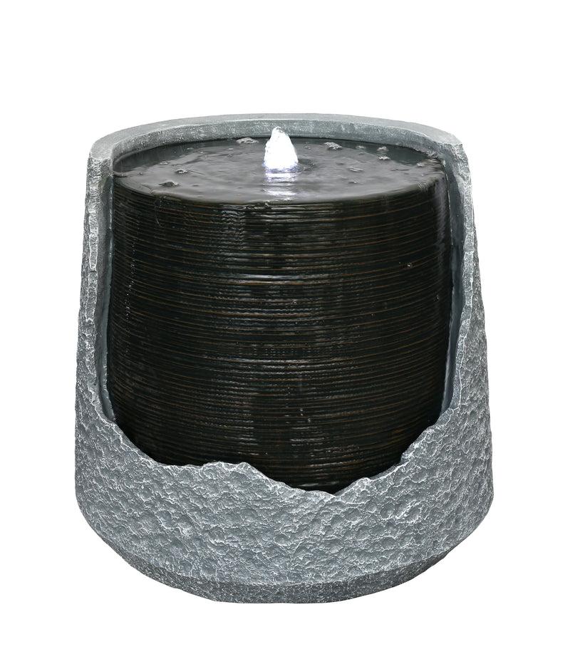 Round Bubbling LED Fountain - Sculptural Design HI-LINE GIFT LTD.