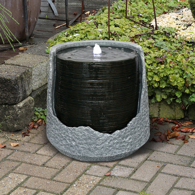 Round Bubbling LED Fountain - Sculptural Design HI-LINE GIFT LTD.